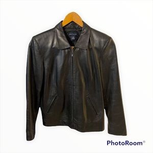 Ann Taylor Black Short Leather Jacket Sz M